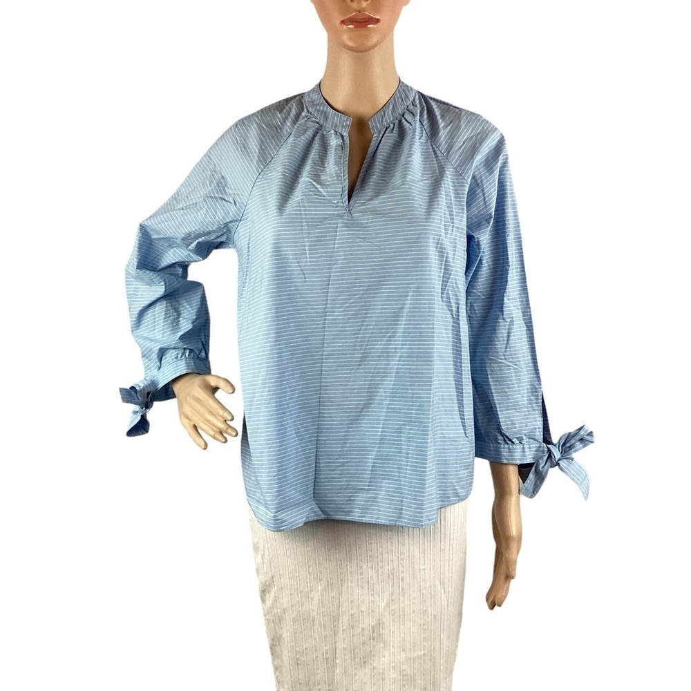Madewell Striped Tie-Sleeve Popover Top Size S Blue